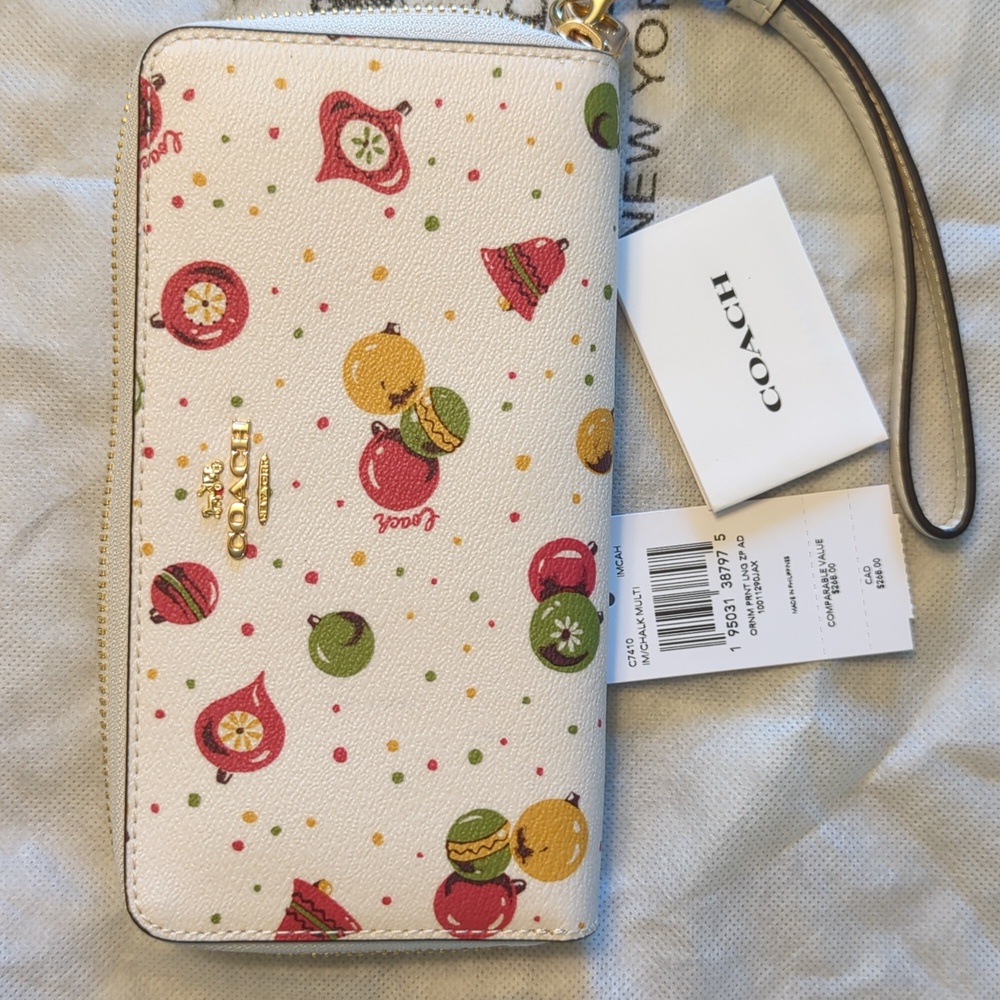 Coach NWT Christmas Ornament Zippered Bag